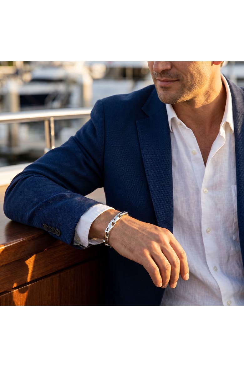 Men's Polished Steel Single Tone Clasp 5.5mm Flexible Link  8.5 " Bracelet, Alternate, color, Stainless Steel