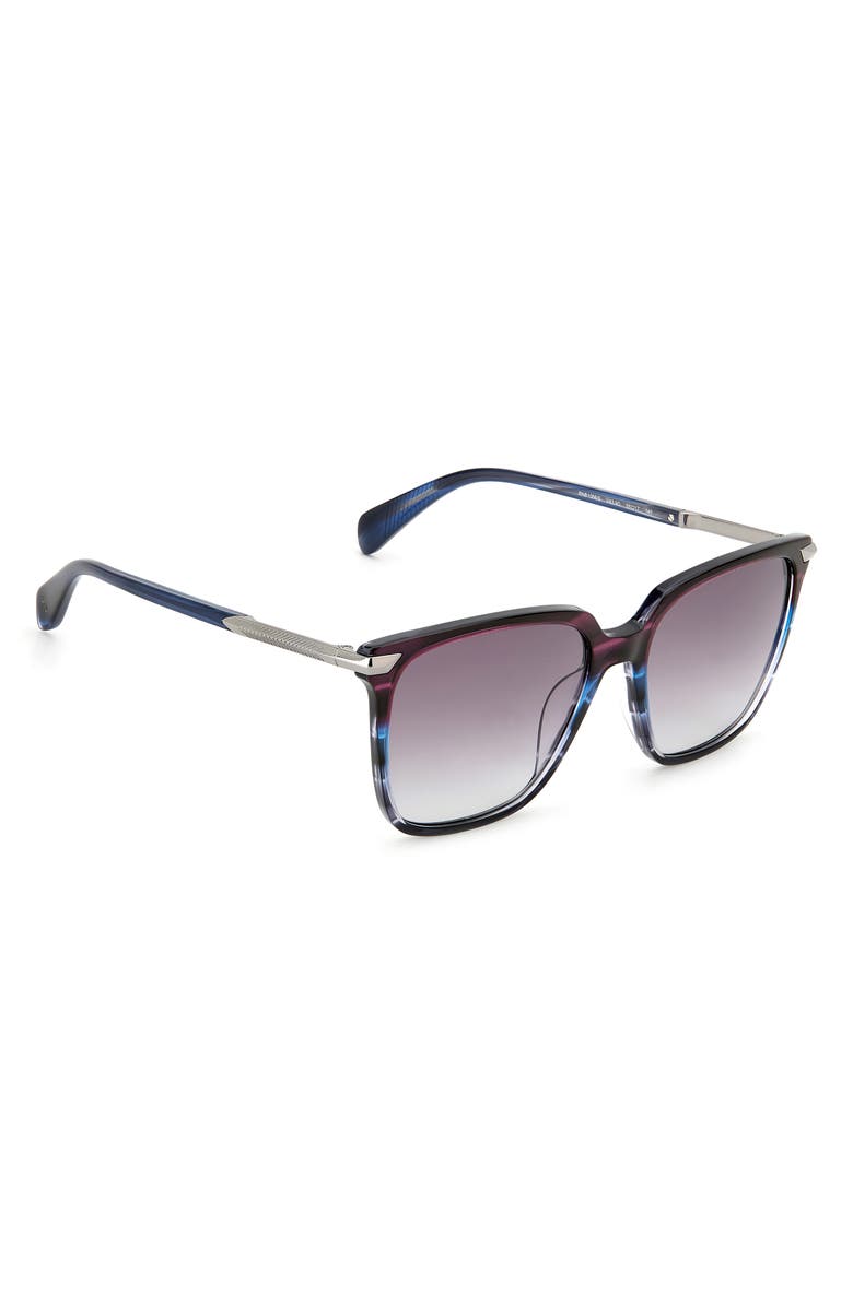 rag & bone 55mm Gradient Rectangle Sunglasses, Alternate, color, Blue Violet