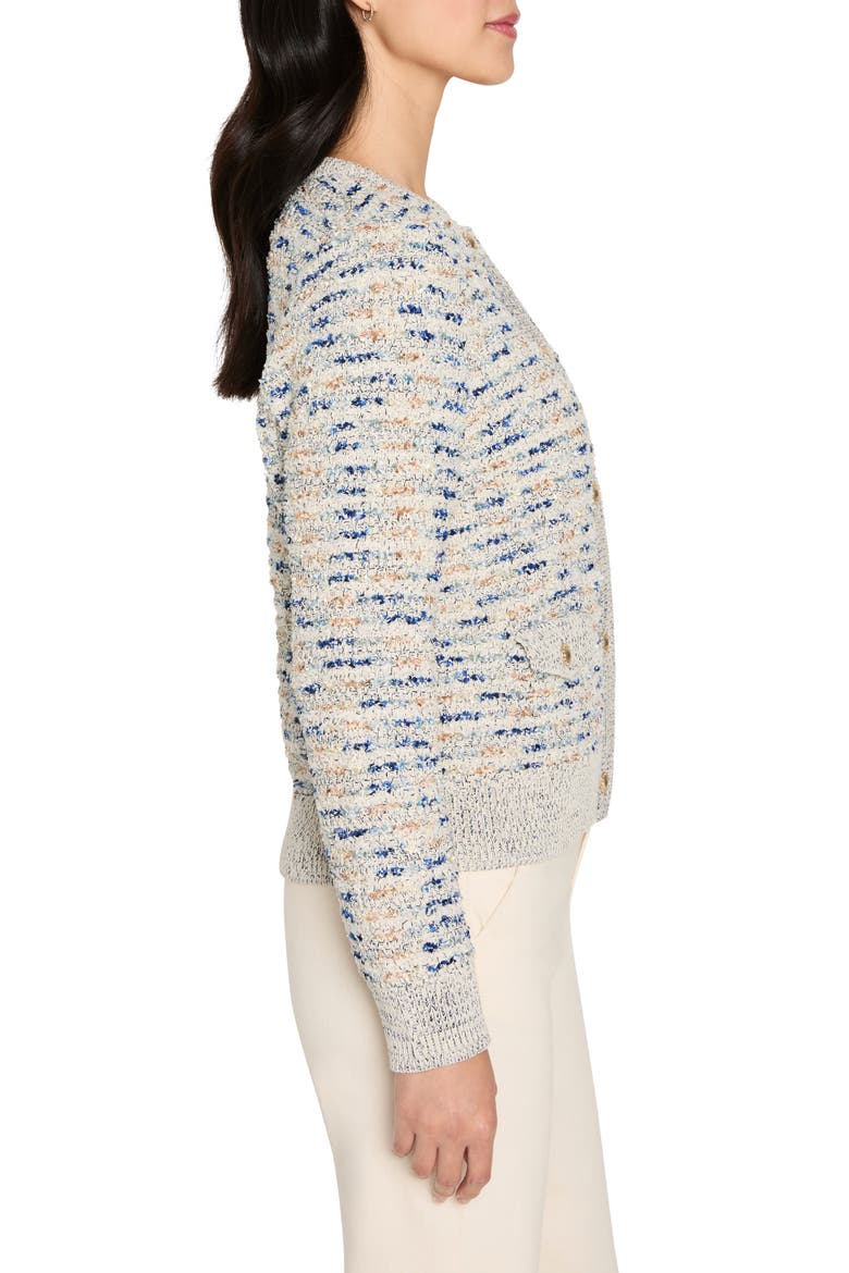 Always Shining Metallic Cotton Blend Cardigan, Alternate, color, IVORY/BLUE