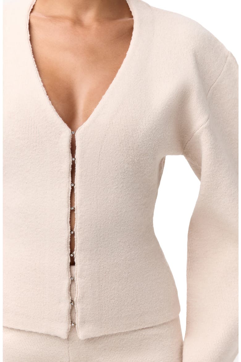 V-Neck Cardigan, Alternate, color, BONE