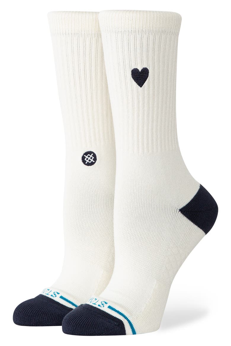 Heart Crew Socks, Alternate, color, CANVAS