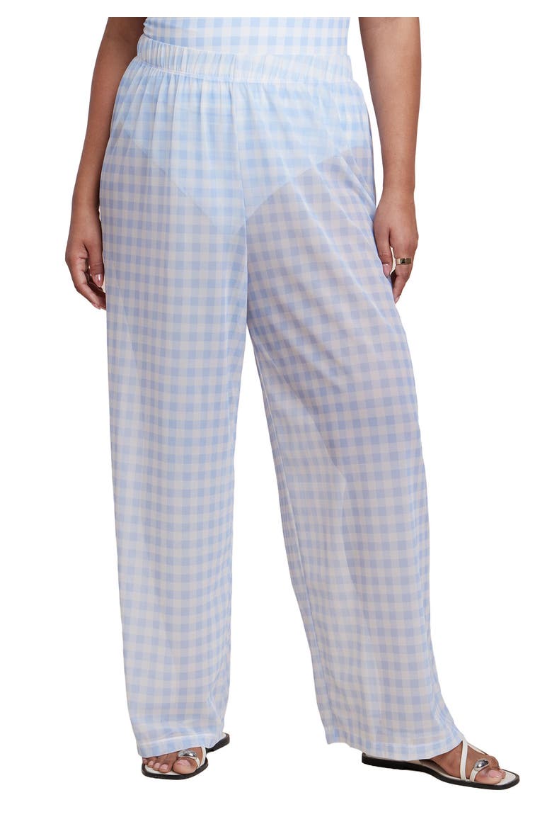 Wide Leg Cover Up Pant, Main, color, SKYWAY GINGHAM