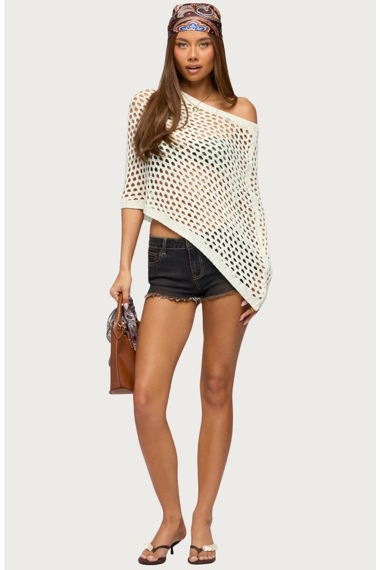 Cloe Off the Shoulder Lace Poncho, Alternate, color, CREAM