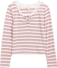 Walking on Sunshine Kids' Stripe Lace Trim Rib Henley