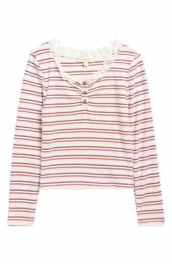 Kids' Stripe Lace Trim Rib Henley
