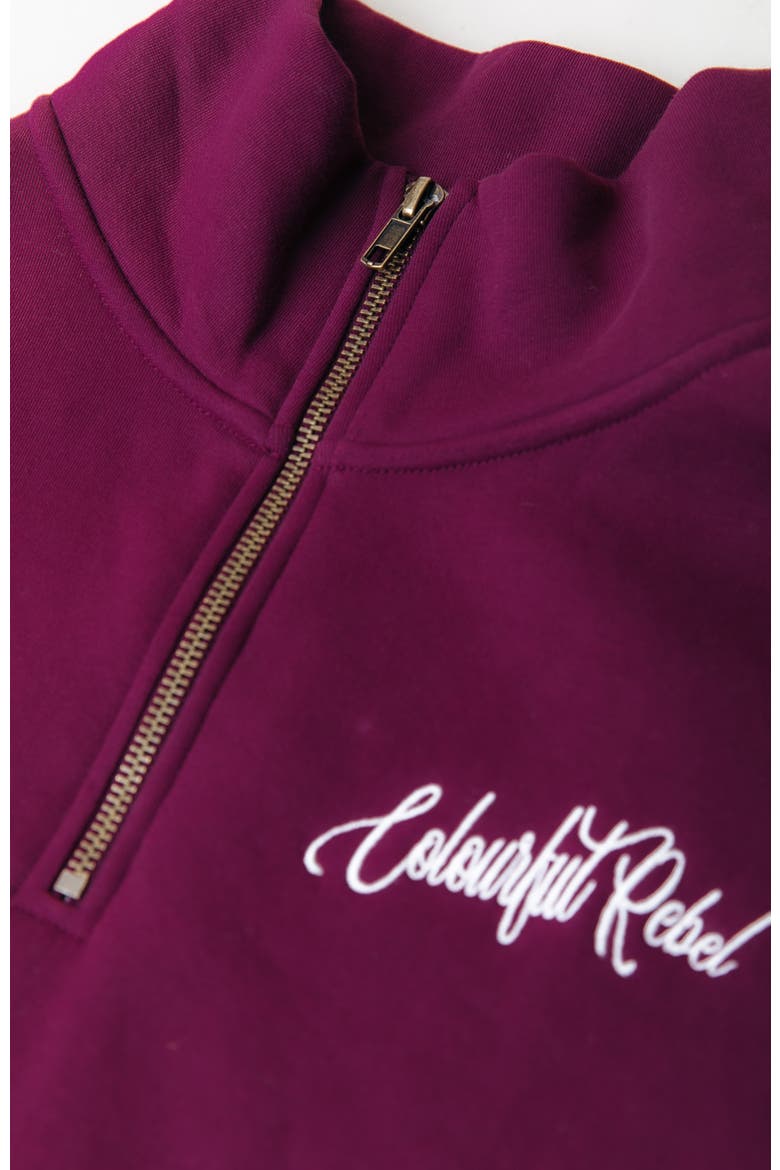 Uni Striped Cuff Zip Sweat, Alternate, color, Merlot Red