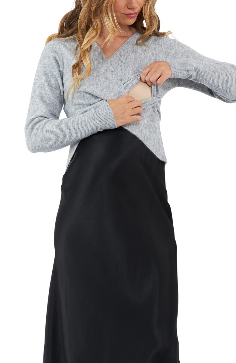 Ripe Maternity Willa Nursing Knit, Alternate, color, Silver Marle