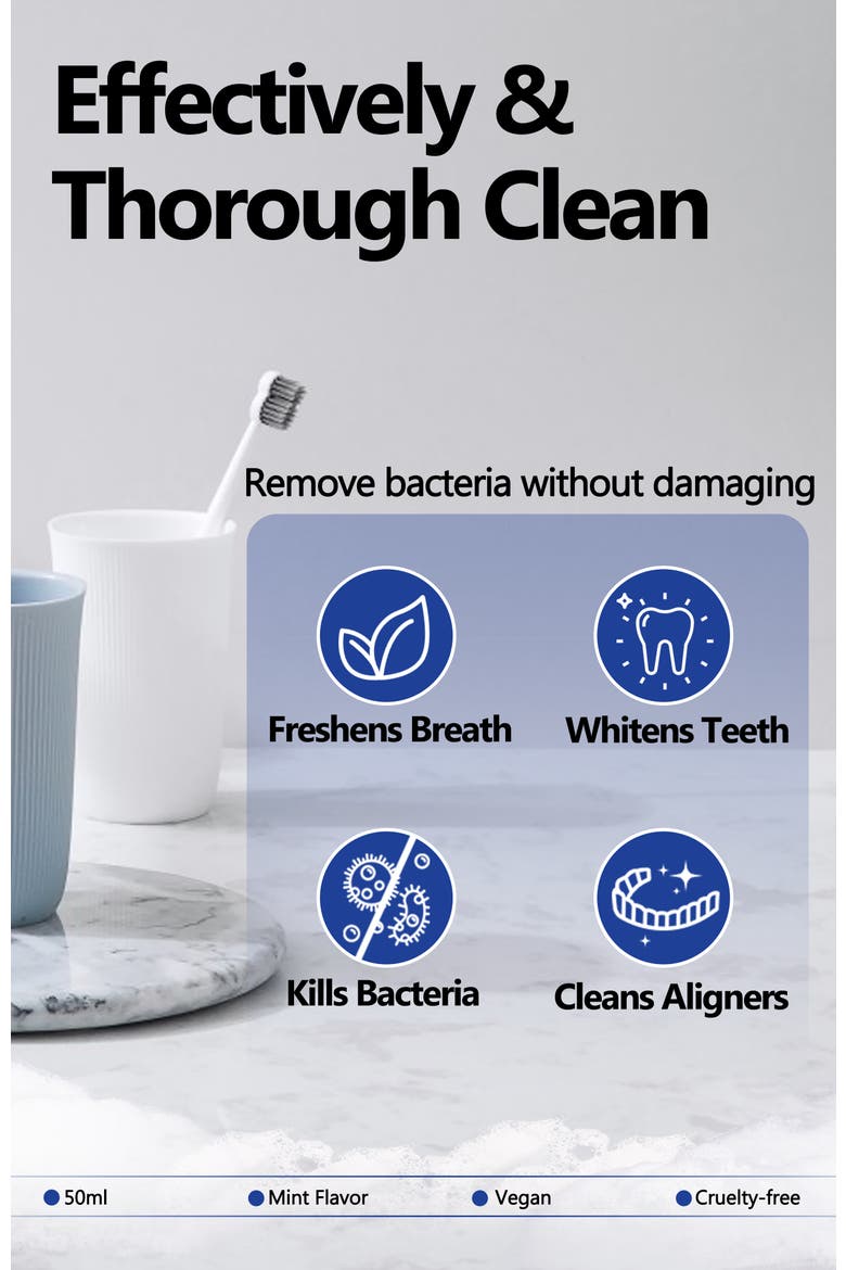 2-in-1 Aligner Cleaner & Whitening Foam, Alternate, color, White