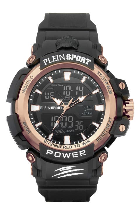 Chronograph Quartz Silicone Strap Watch, 50mm