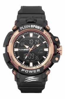 Chronograph Quartz Silicone Strap Watch, 50mm