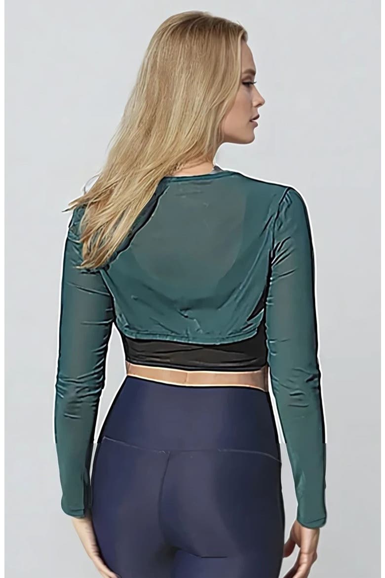Mesh Sleeve Swim Cover Up, Alternate, color, Dark Jade