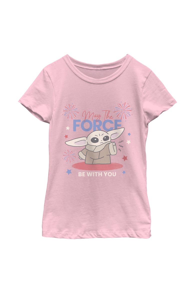 Girl's Star Wars The Mandalorian The Fireworks Be With You  Graphic T-Shirt, Main, color, Light Pink