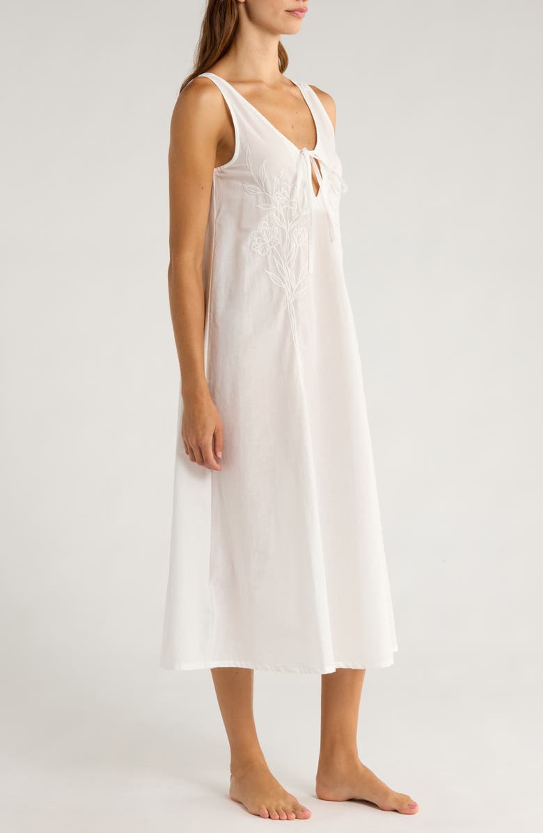 MANGO Embroidered Cotton Nightgown, Alternate, color, White