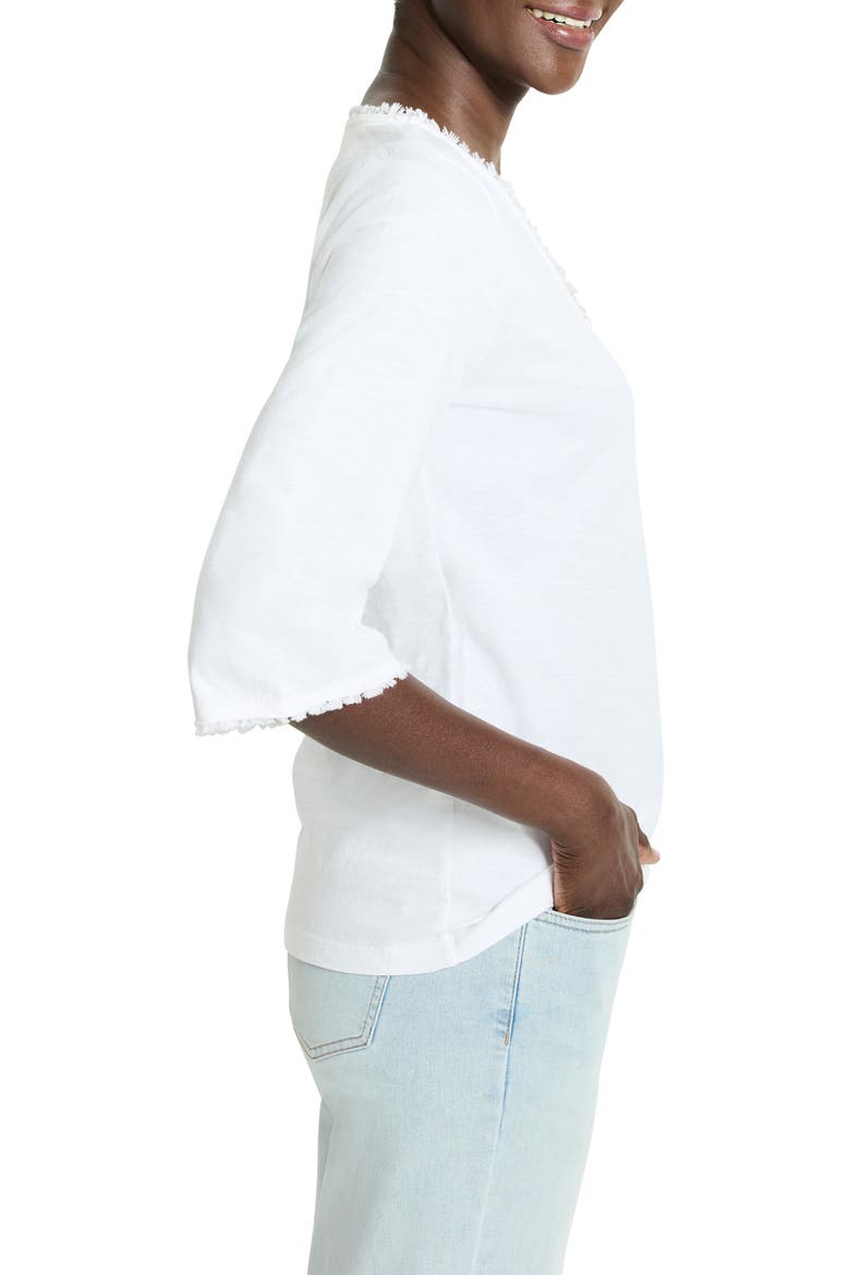 Fringe Trim Cotton T-Shirt, Alternate, color, PAPER WHITE