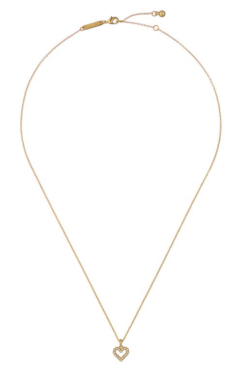 Ted Baker Amore Crystal Heart Pendant Necklace In Gold Tone/clear Crystal
