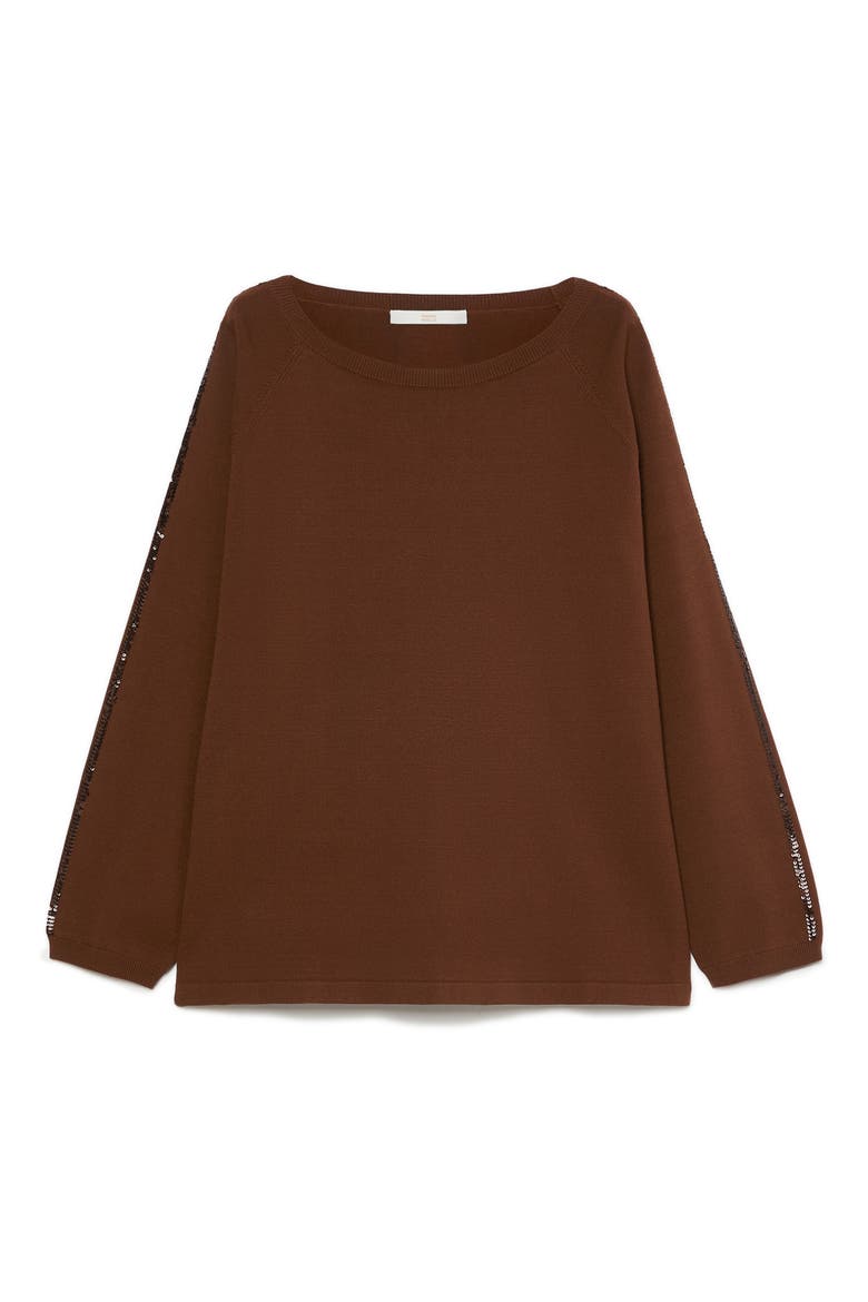 Nocino Sequin Trim Sweater, Alternate, color, BISCUIT