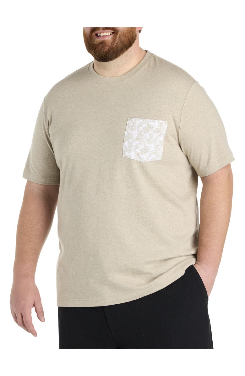 Harbor Bay by DXL Big & Tall Moisture-Wicking Printed Pocket T-Shirt, Main, color, Peyote Heather