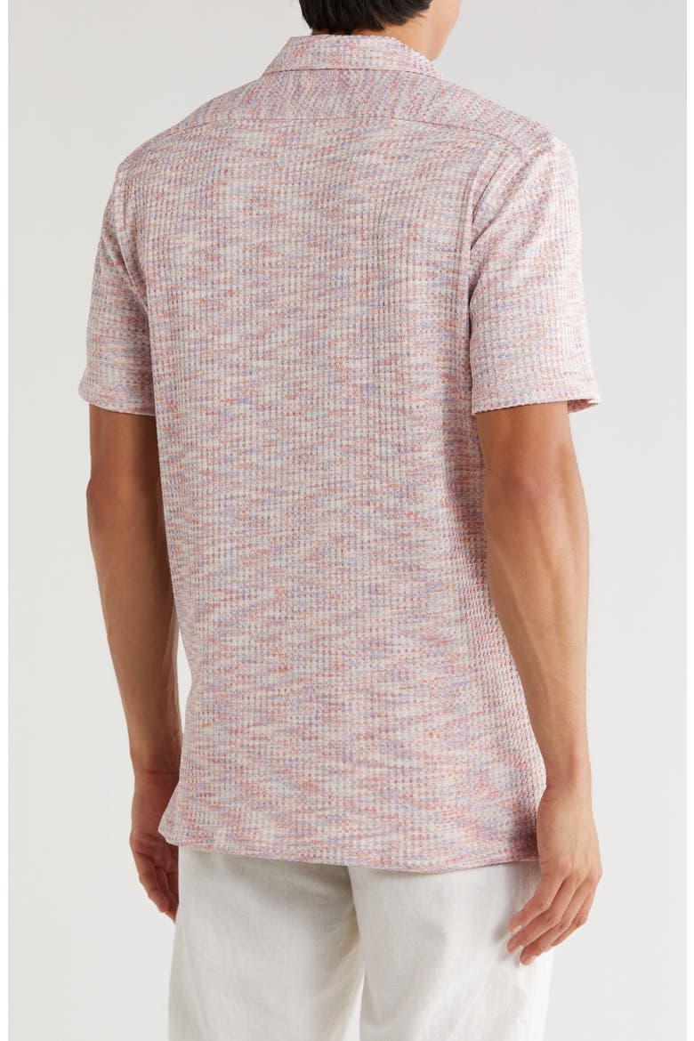 Mélange Short Sleeve Button-Up Shirt, Alternate, color, PINK