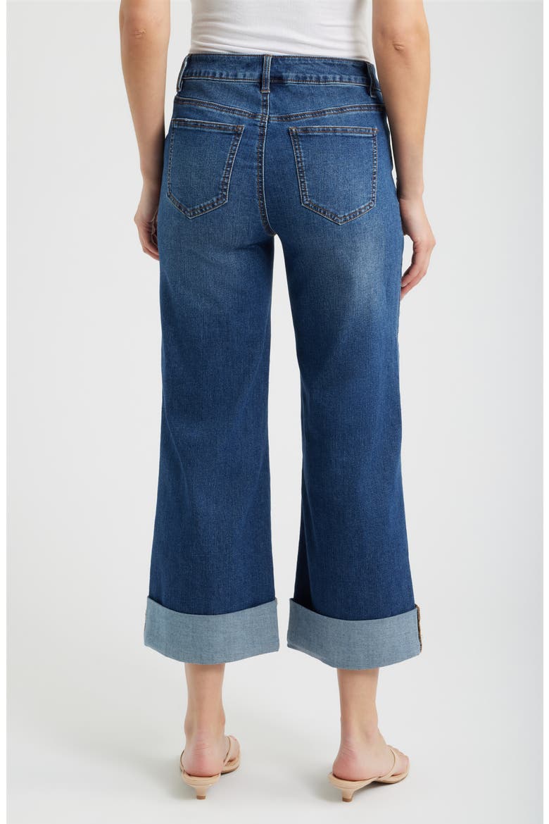 High Waist Rolled Cuff Wide Leg Jeans, Alternate, color, TUSCON