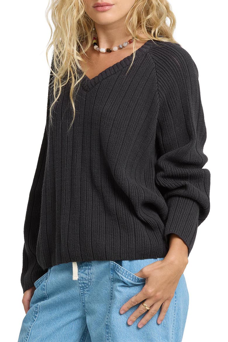 Dallas V-Neck Sweater, Alternate, color, BLACK SANDS