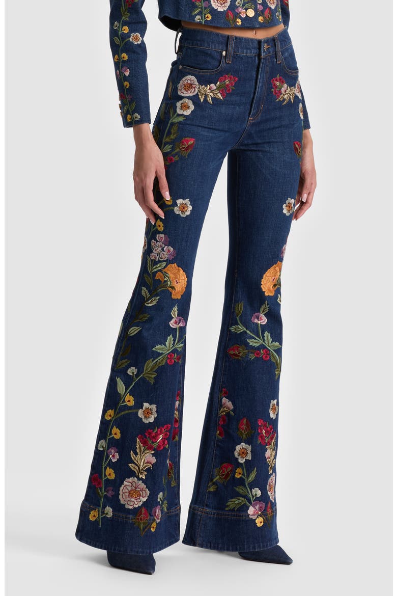 Beautiful Floral Embroidered Flare Jeans, Alternate, color, CATHERINE DARK MULTI
