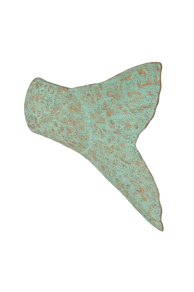 Distressed Metal Trout Tail Accent Décor, Main, color, Aqua