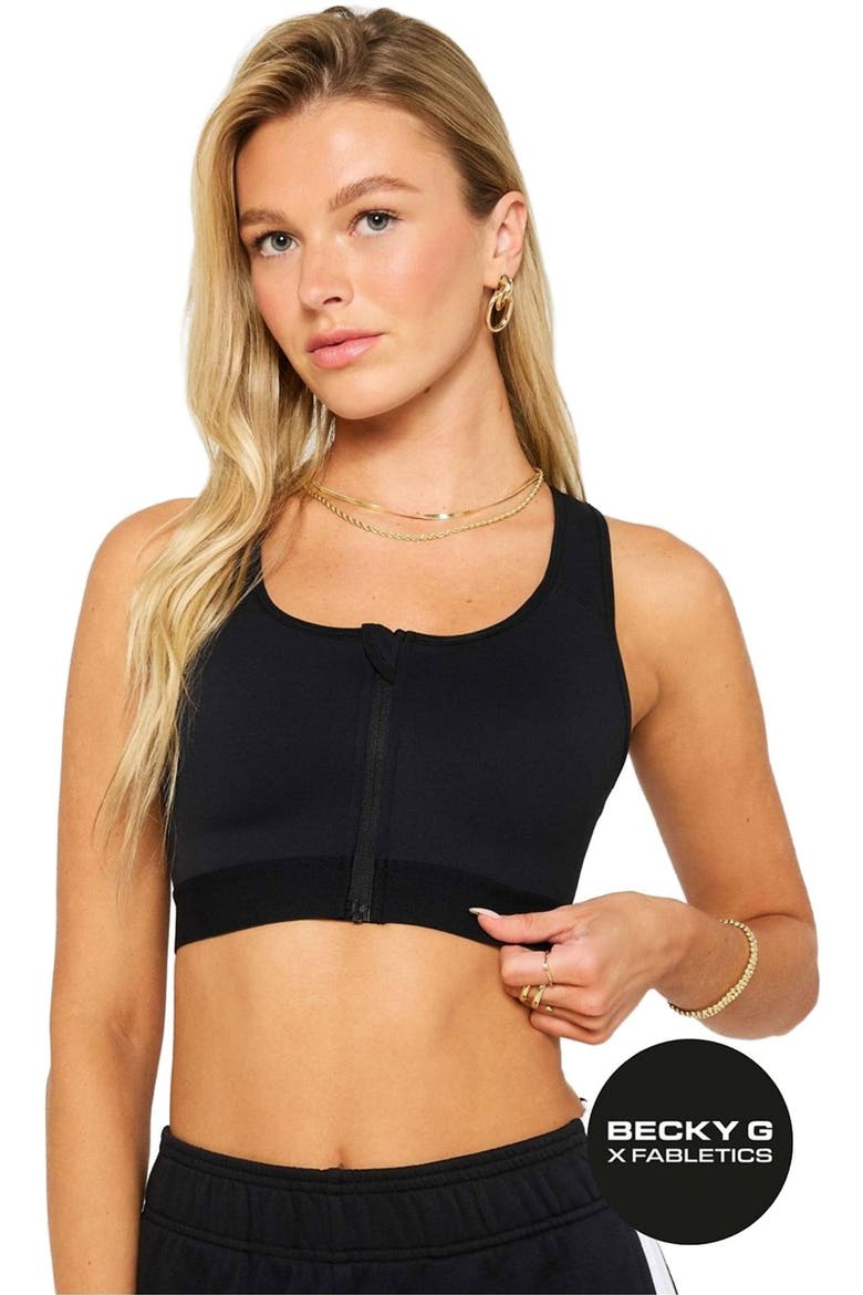 Women's Front Zip High Impact Sports Bra, Main, color, Black