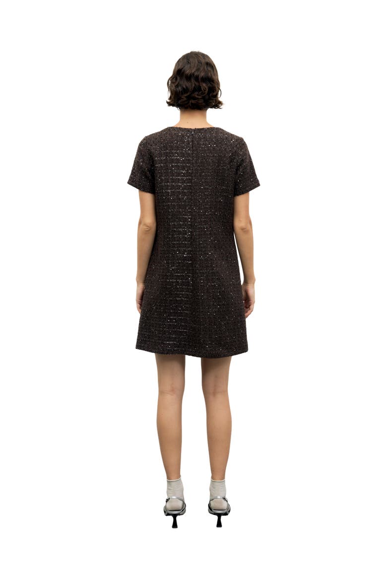 Coni Short Sleeve Shift Mini Dress, Alternate, color, Brown