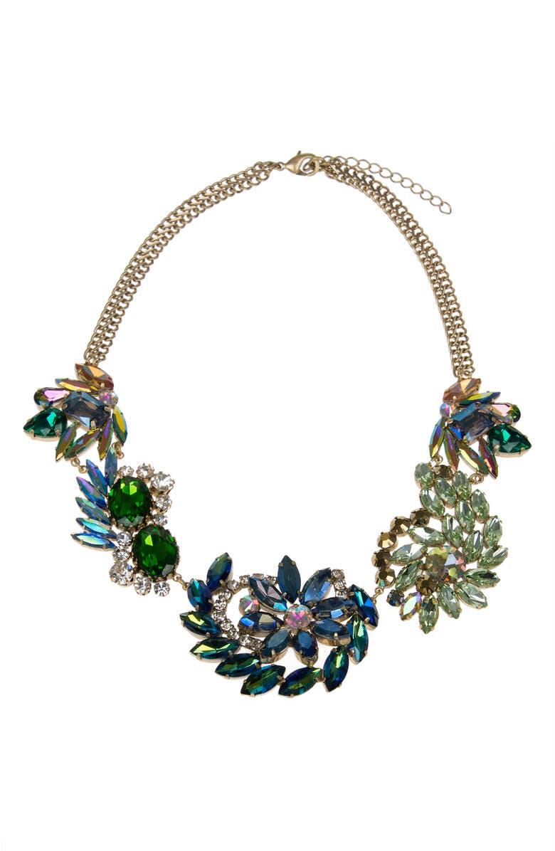 JARDIN Floral Crystal Cluster Statement Necklace, Main, color, 