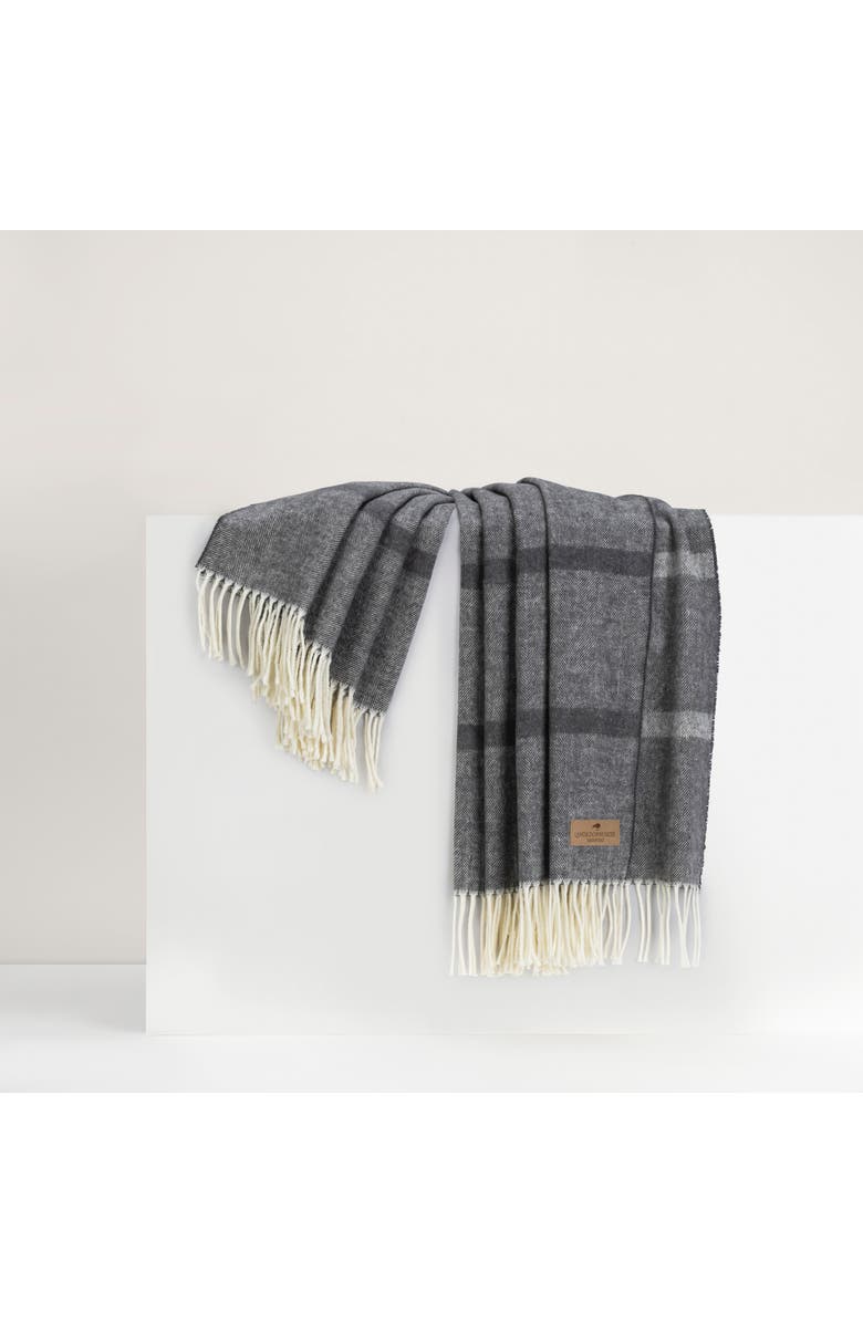 Lands Downunder Montauk Stripe Herringbone Throw, Main, color, Charcoal