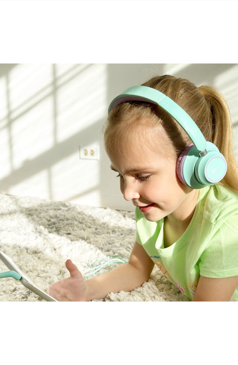 MEE audio KidJamz KJ45 (2 Pack) 3.5mm Safe Listening Headphones for Kids w/ Inline Microphone, Alternate, color, Blue/Mint