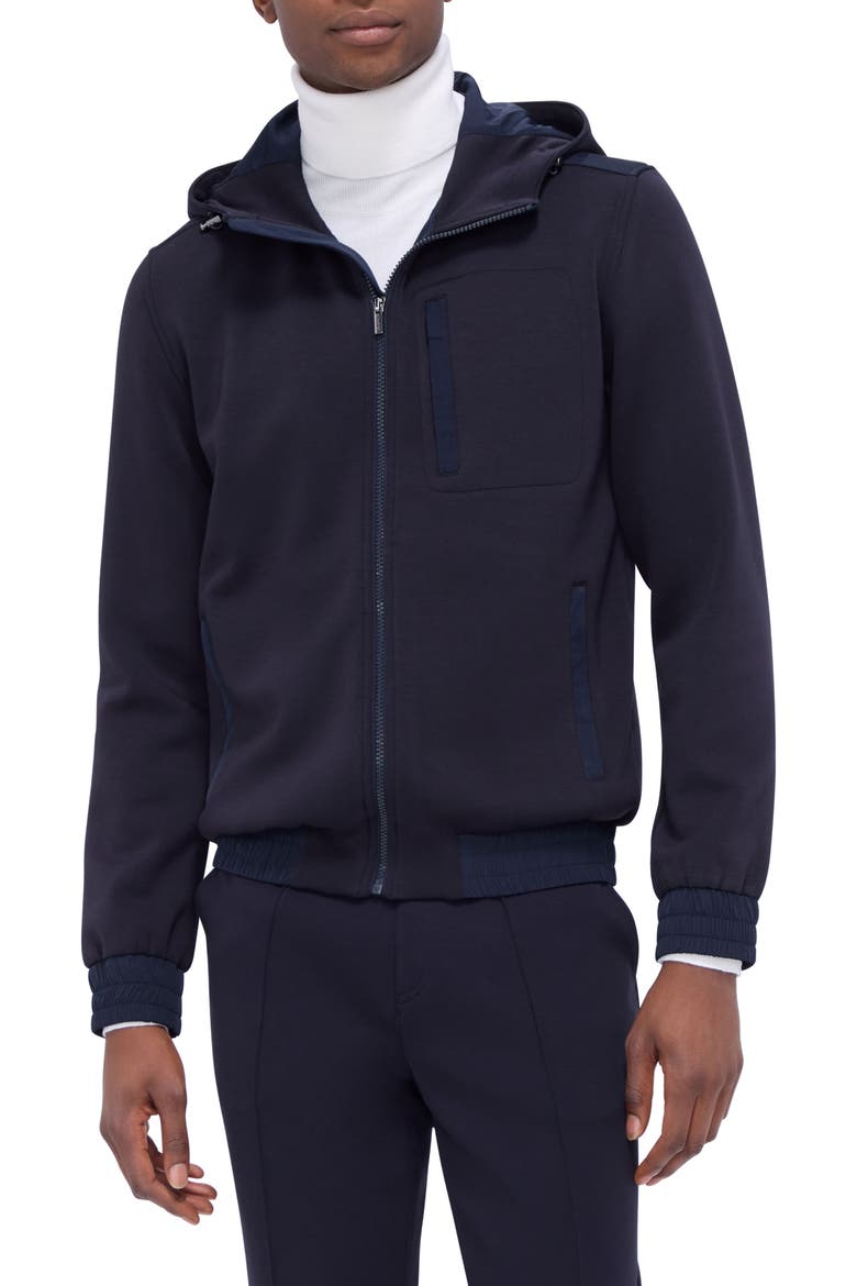 Hooded Long Sleeve Knit Top, Main, color, NAVY