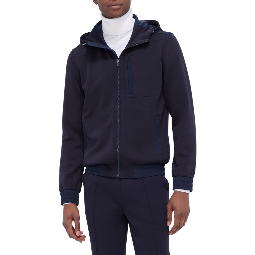Bugatchi Hooded Long Sleeve Knit Top In Blue