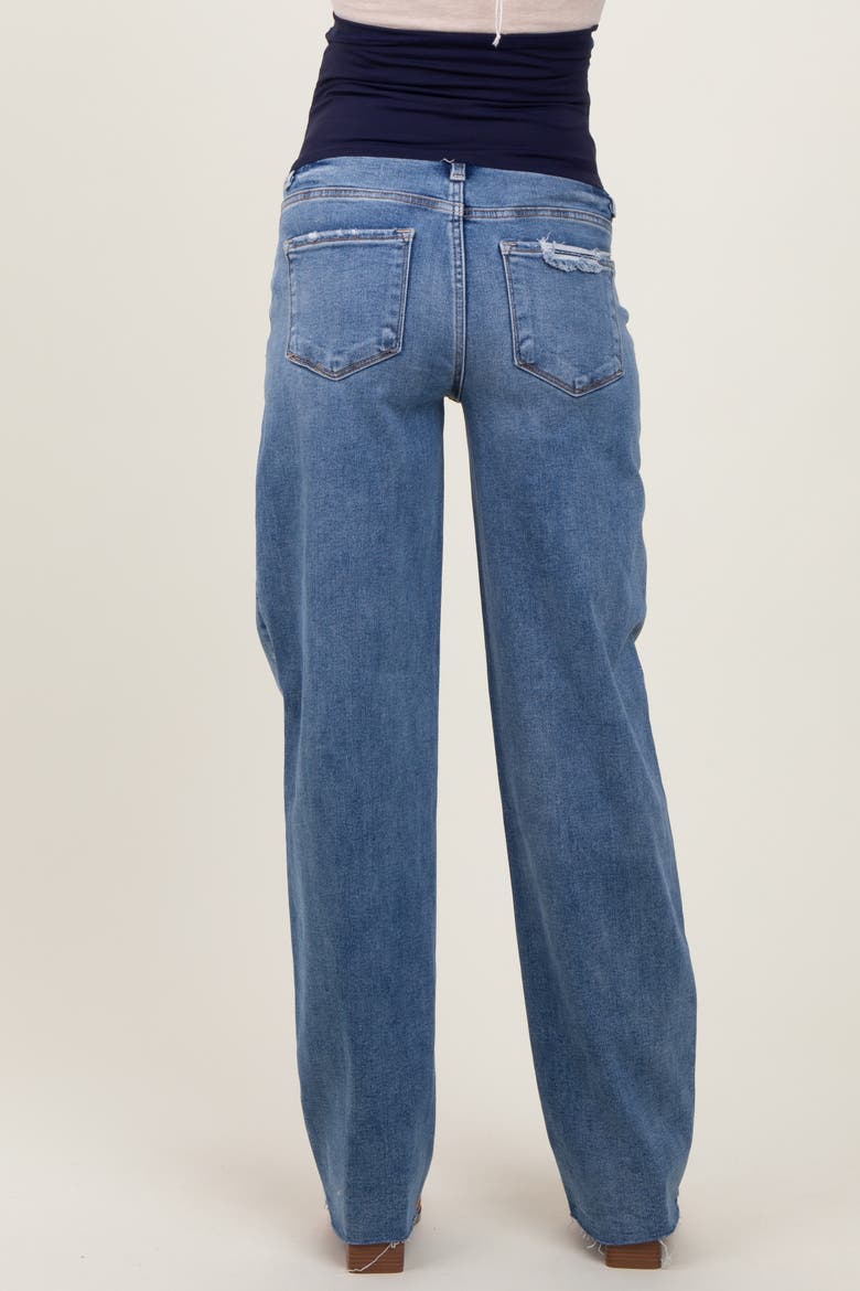 Vintage Wash Raw Hem Wide Leg Maternity Jeans, Alternate, color, Blue