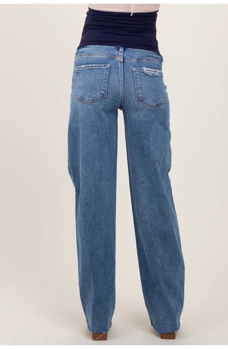 PinkBlush Vintage Wash Raw Hem Wide Leg Maternity Jeans, Alternate, color, Blue