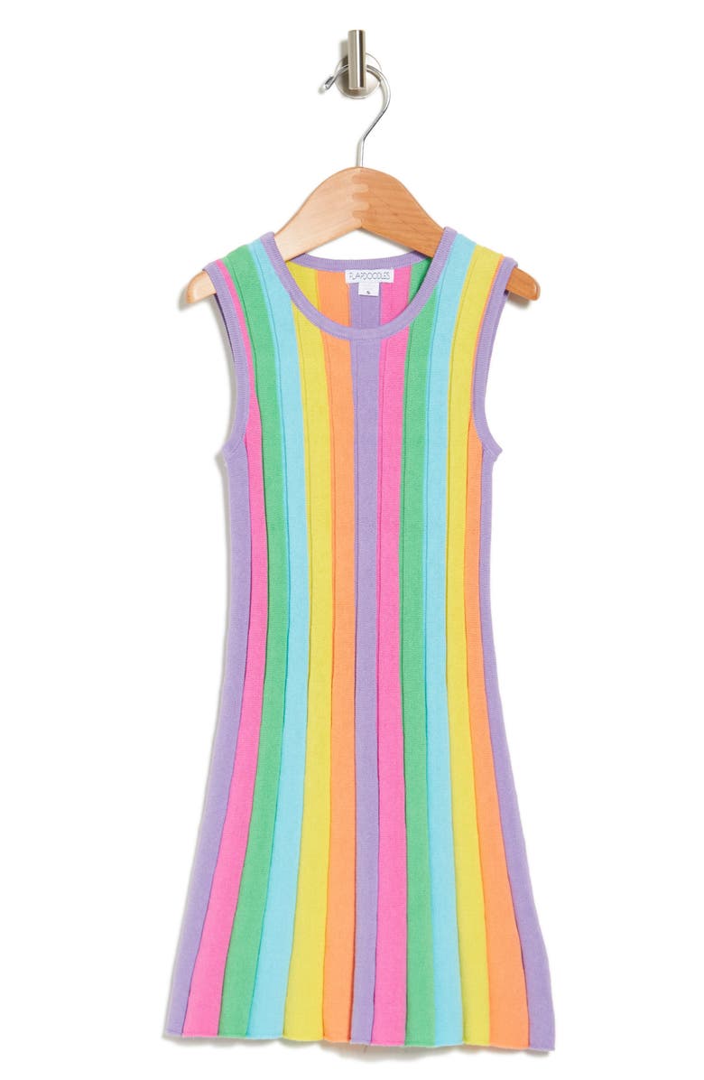 Flapdoodles Kids' Rainbow Stripe Knit Dress, Main, color, Multi