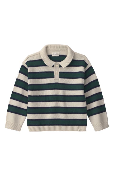 Kids' Stripe Organic Cotton Polo Sweater