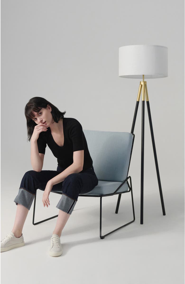 Brightech Levi 61" Modern LED Floor Lamp with Gold Accent, Bulb Included, Alternate, color, Classic Black