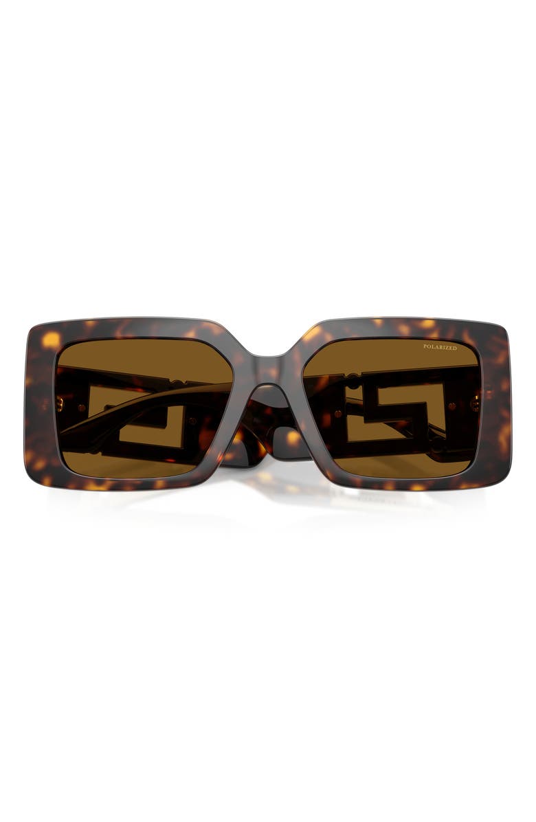 Versace 55mm Polarized Square Sunglasses, Alternate, color, Havana / Brown Polar