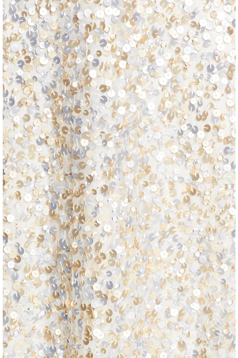 Blouson Bodice Sequin Mesh Gown, Alternate, color, IVORY