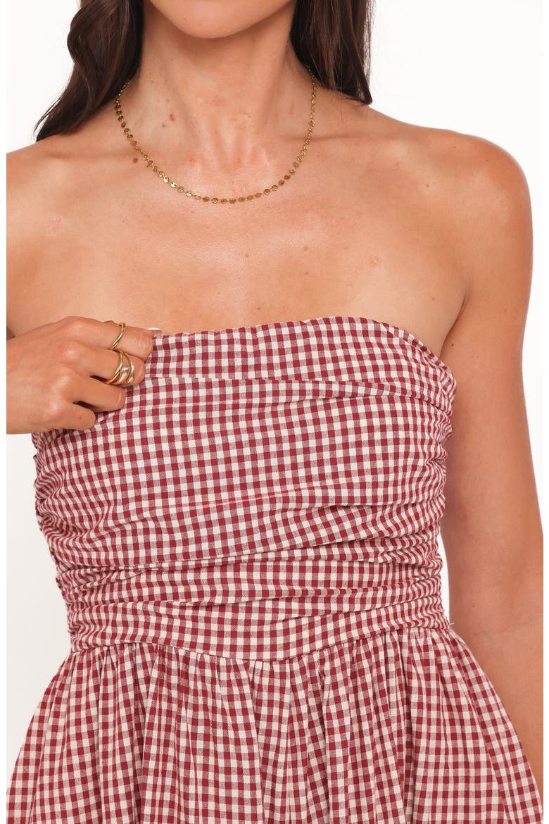 Paige Strapless Wide Leg Jumpsuit, Alternate, color, RED GINGHAM
