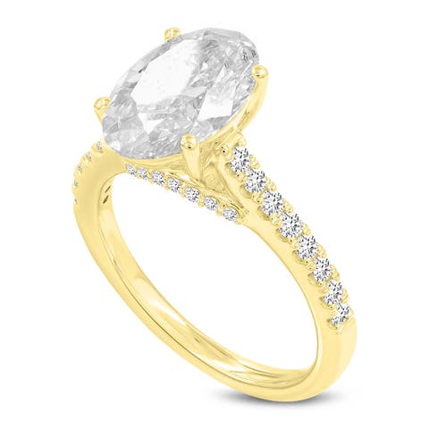 Tasia 14K Gold Oval Lab Grown Diamond Engagement Ring - 3.4 Ct