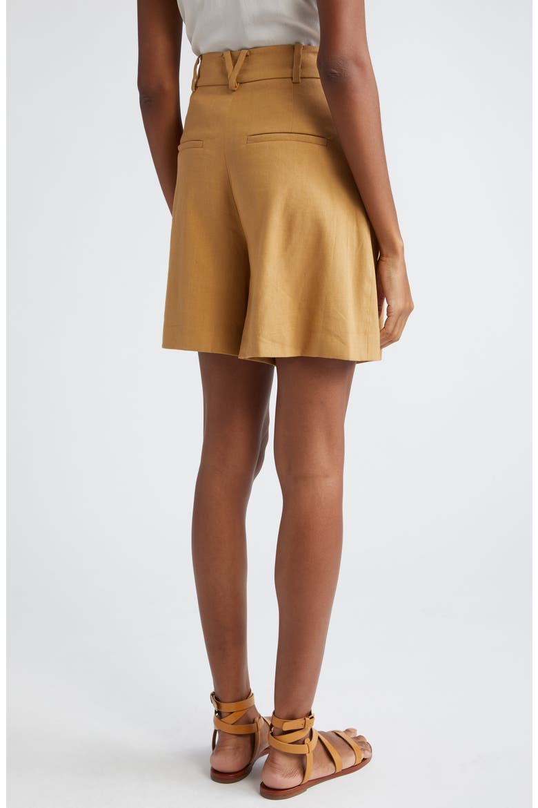 Noemi High Waist Linen Blend Shorts, Alternate, color, DESERT KHAKI