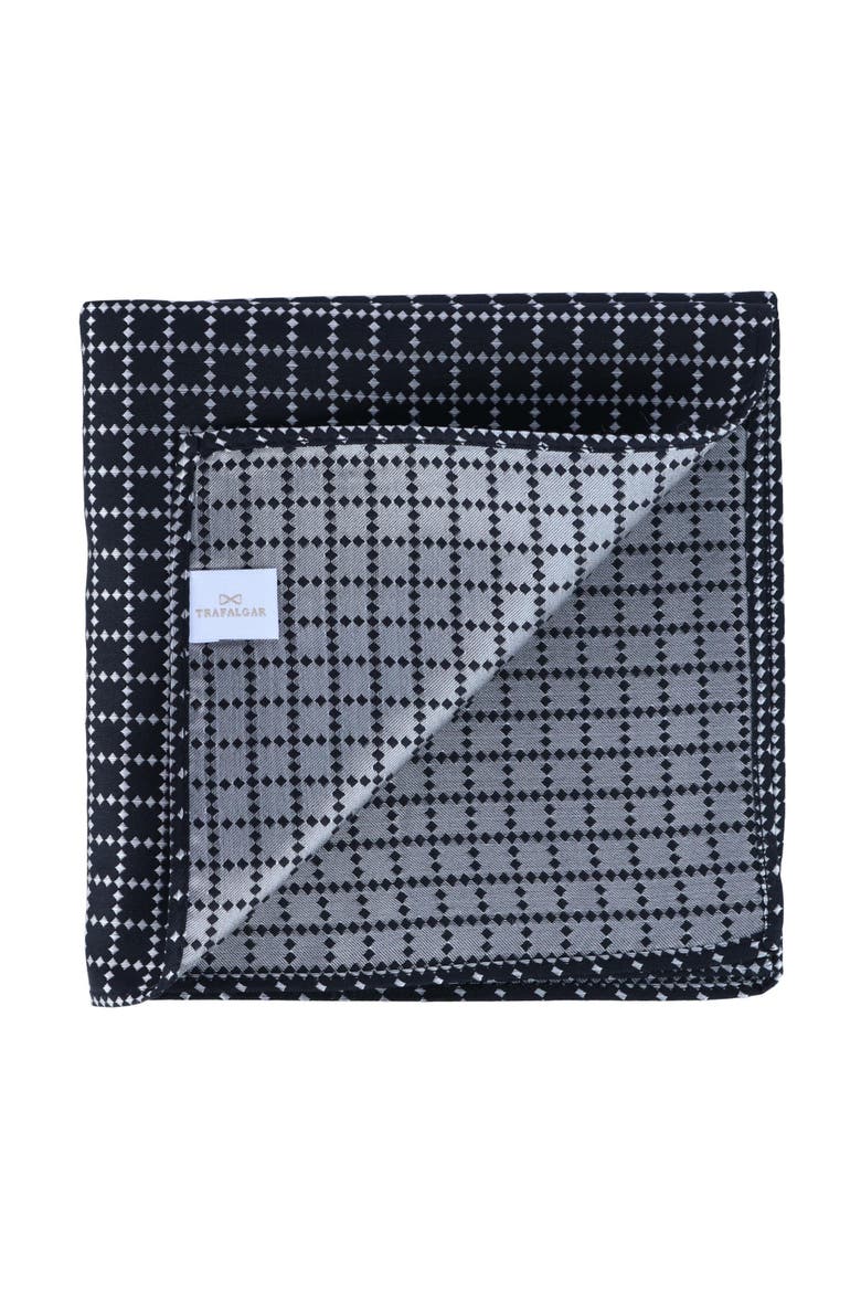 Rowan Geometric Pattern 12 x 12 Silk Pocket Square Set, Alternate, color, Black, Blue, Navy, Red