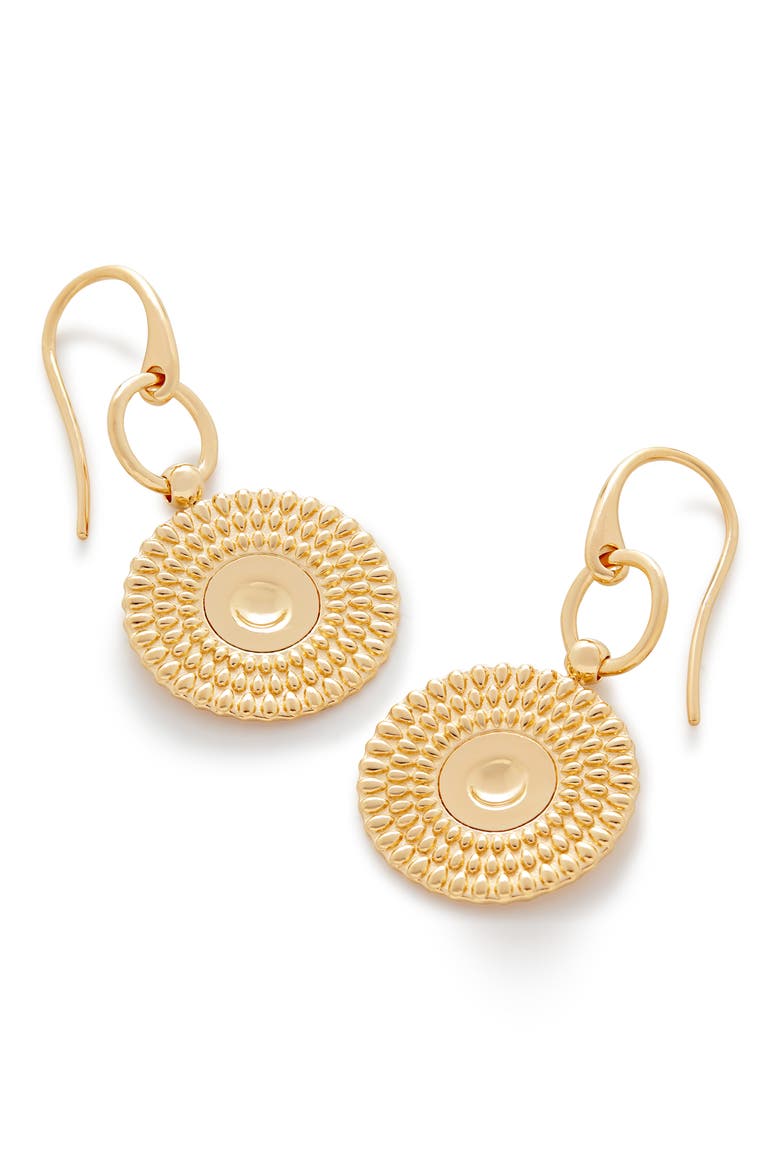 Juno Disc Drop Earrings, Main, color, 18CT GOLD VERMEIL/SS