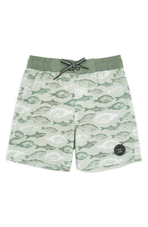 Kids' Classic Fish Print Board Shorts (Little Kid)