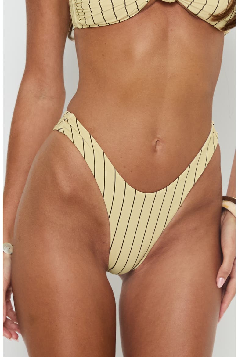 Navaeh Stripe High Side Bikini Bottoms, Main, color, YELLOW STRIPE