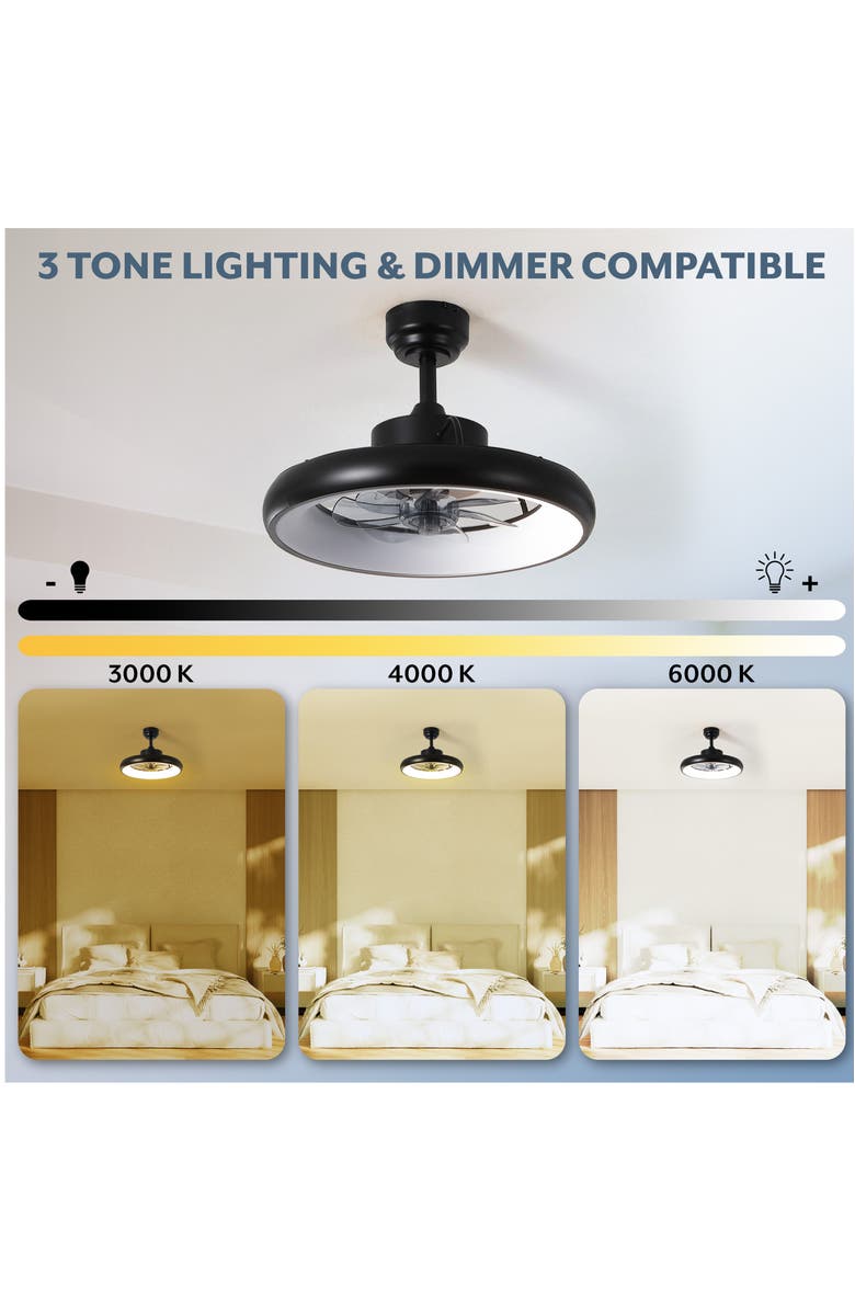 Oval Air Loren 20" Modern Contemporary 6-Speed Metal Mobile-App/Remote-Controlled Dimmable Smart Integrated LED Ceiling Fan, Alternate, color, 