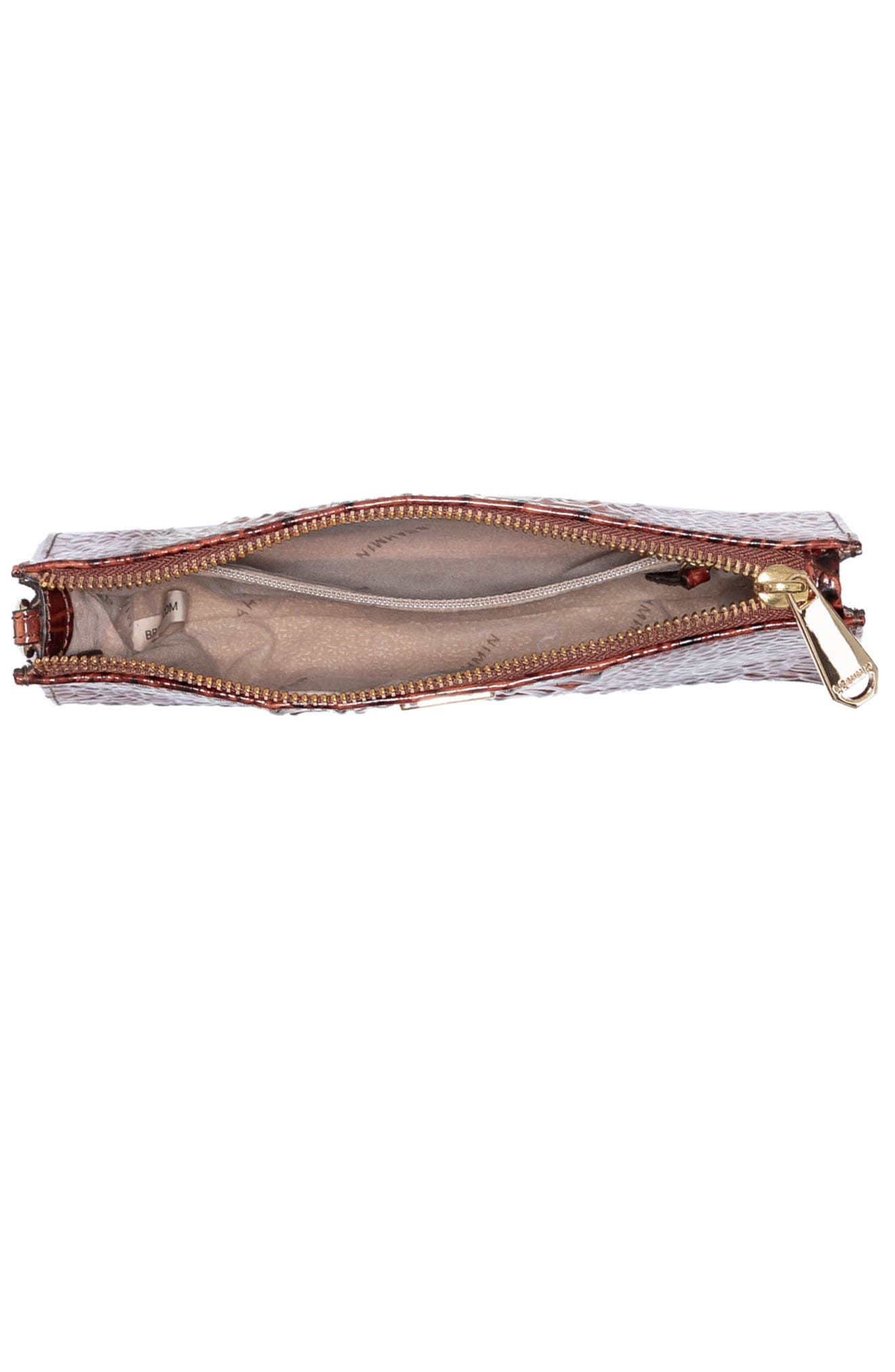 Daisy Croc Embossed Leather Wristlet, Alternate, color, PECAN