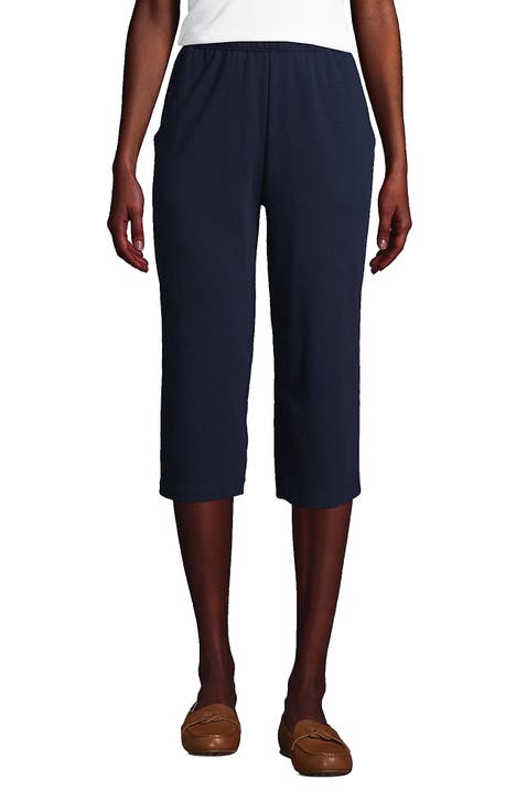 Sport Knit High Rise Elastic Waist Capri Pants
